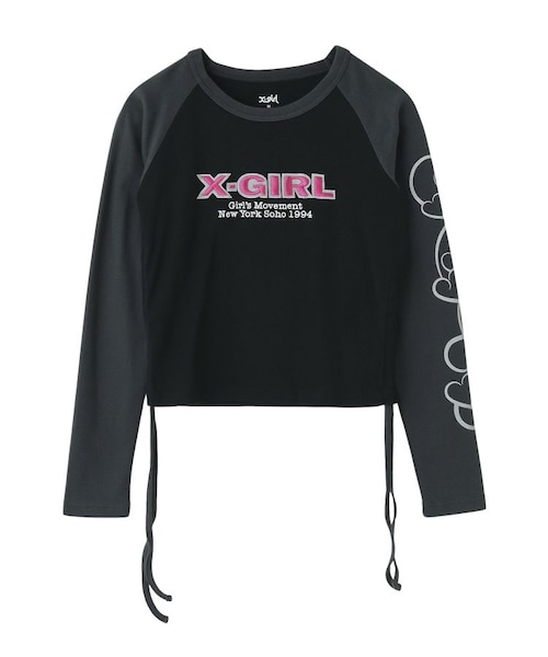 ORNAMENT HEART SLEEVE RAGLAN L/S BABY TEE｜エックスガールの通販