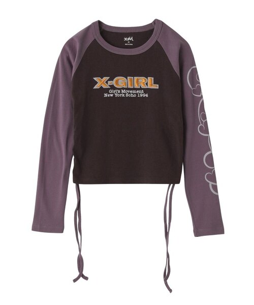 ORNAMENT HEART SLEEVE RAGLAN L/S BABY TEE｜エックスガールの通販
