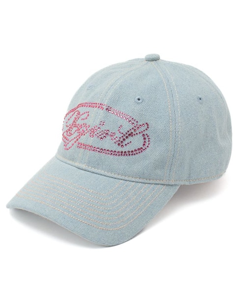 RHINESTONE OVAL LOGO 6PANEL DENIM CAP
