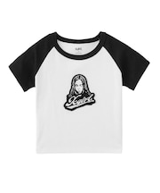 FACE EMBROIDERED PATCH RAGLAN S/S BABY TEE
