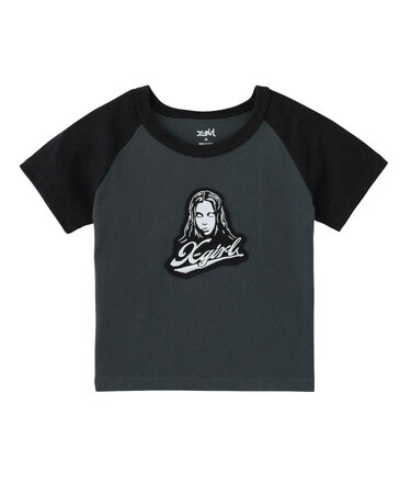 FACE EMBROIDERED PATCH RAGLAN S/S BABY TEE