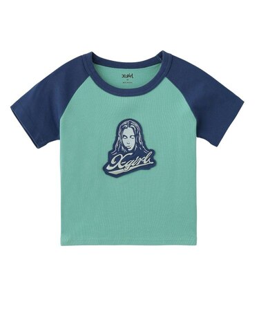 FACE EMBROIDERED PATCH RAGLAN S/S BABY TEE