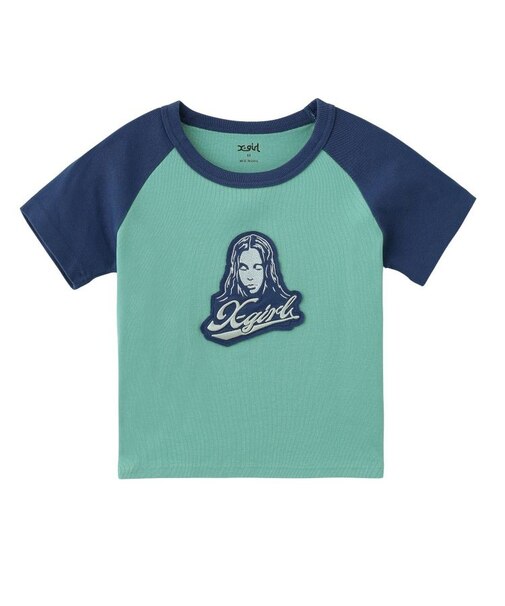 FACE EMBROIDERED PATCH RAGLAN S/S BABY TEE