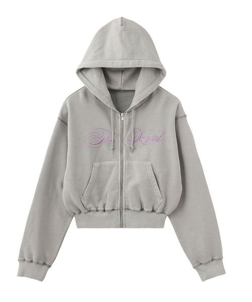 PIGMENT DYED SCRIPT LOGO COMPACT ZIP UP SWEAT HOODIE｜エックス