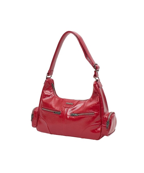 DOUBLE ZIP FAUX LEATHER BAG
