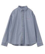 SCRIPT LOGO BLEACHED DENIM SHIRT