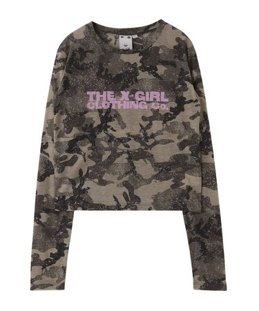 FADED CAMO SHEER L/S TOP