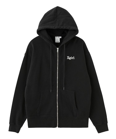 EMBROIDERED LOGO ZIP UP SWEAT HOODIE