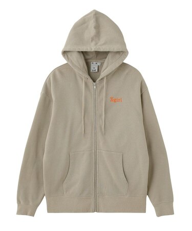EMBROIDERED LOGO ZIP UP SWEAT HOODIE