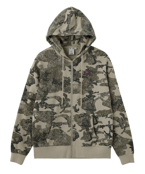 EMBROIDERED LOGO ZIP UP SWEAT HOODIE