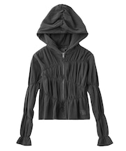 FADED SHIRRED COMPACT ZIP UP HOODIE