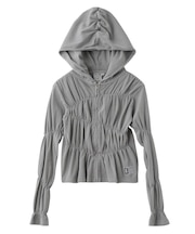 FADED SHIRRED COMPACT ZIP UP HOODIE