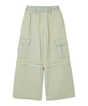 FADED 2WAY WIDE LEG DENIM CARGO PANTS