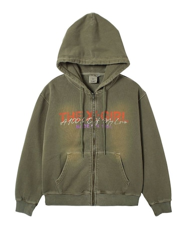FADED LOGO PRINT ZIP UP SWEAT HOODIE