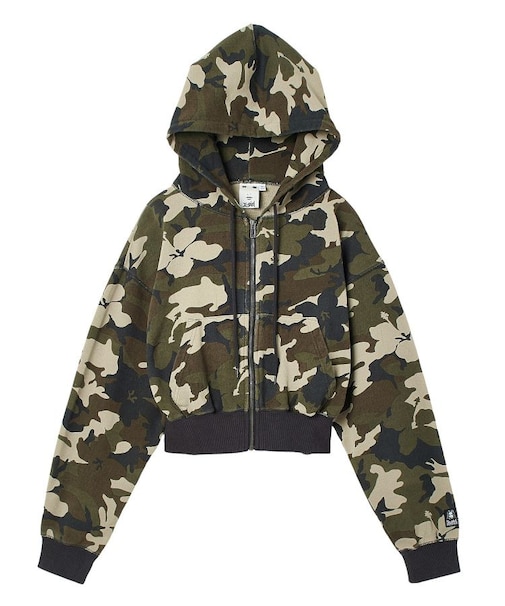 HIBISCUS CAMOUFLAGE ZIP UP SWEAT HOODIE