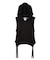 SHEER SLEEVELESS RIBBED HOODED TOP