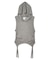 SHEER SLEEVELESS RIBBED HOODED TOP