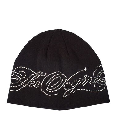 RHINESTONE DECORATIVE SCRIPT LOGO BEANIE
