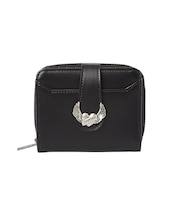 HEART AND WING EMBLEM FAUX LEATHER WALLET