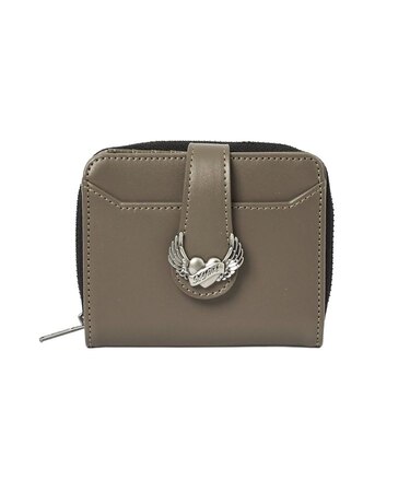 HEART AND WING EMBLEM FAUX LEATHER WALLET