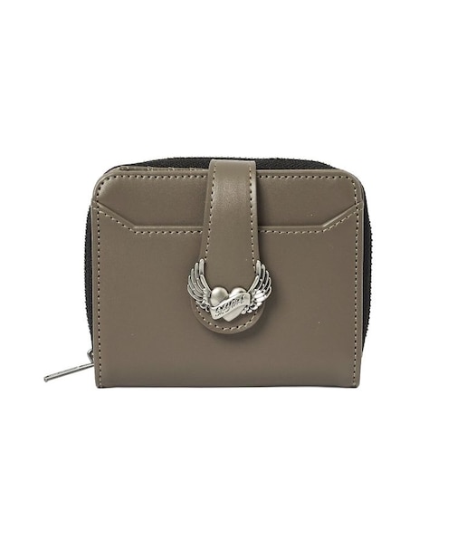 HEART AND WING EMBLEM FAUX LEATHER WALLET