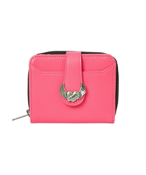 HEART AND WING EMBLEM FAUX LEATHER WALLET