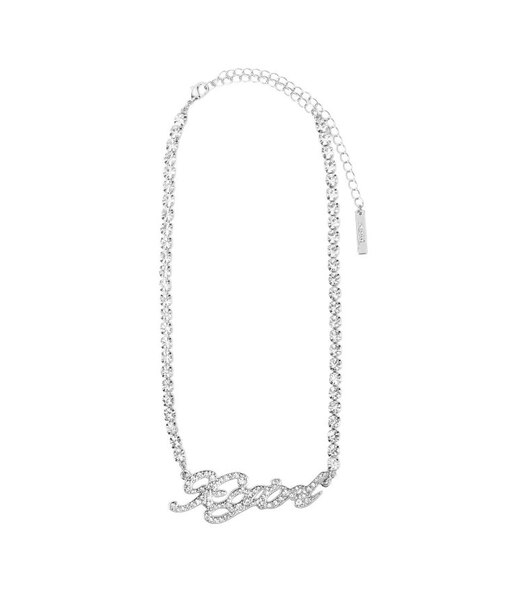 RHINESTONE CURSIVE LOGO NECKLACE