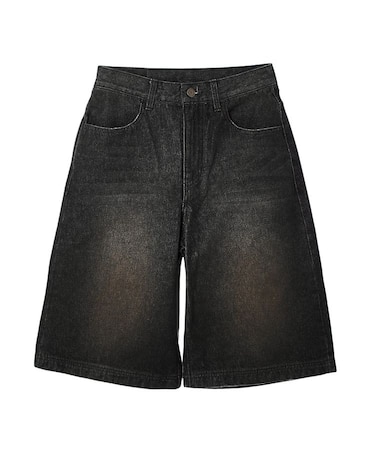 WAXED DENIM SHORTS