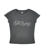 RHINESTONE DECORATIVE SCRIPT LOGO S/S BABY TEE