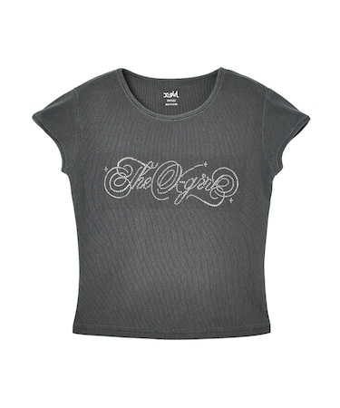 RHINESTONE DECORATIVE SCRIPT LOGO S/S BABY TEE
