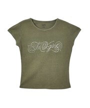 RHINESTONE DECORATIVE SCRIPT LOGO S/S BABY TEE