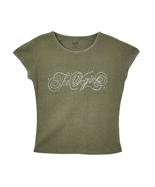 RHINESTONE DECORATIVE SCRIPT LOGO S/S BABY TEE