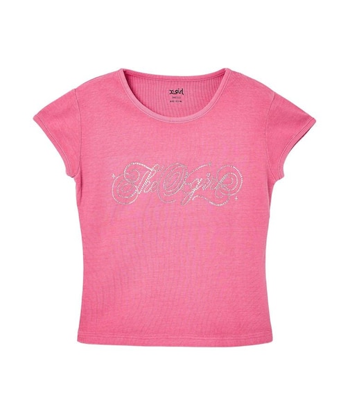 RHINESTONE DECORATIVE SCRIPT LOGO S/S BABY TEE