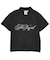 SCRIPT LOGO SHIRRED S/S ZIP UP TOP