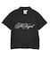 SCRIPT LOGO SHIRRED S/S ZIP UP TOP