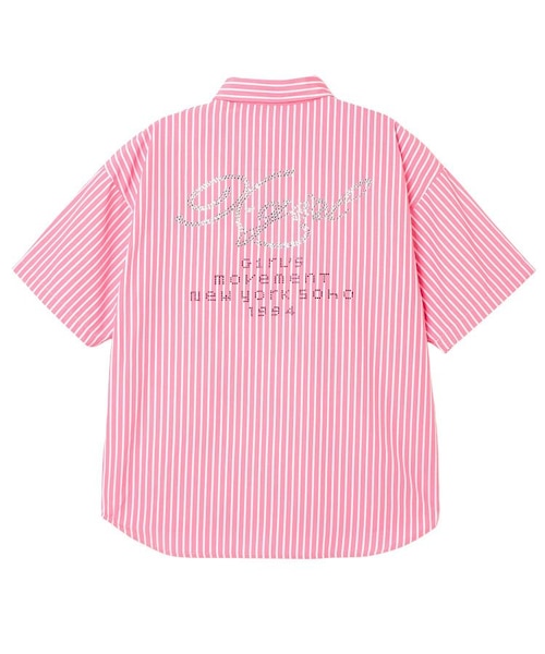 STRIPED RHINESTONE S/S SHIRT｜エックスガールの通販｜&mall（アンド