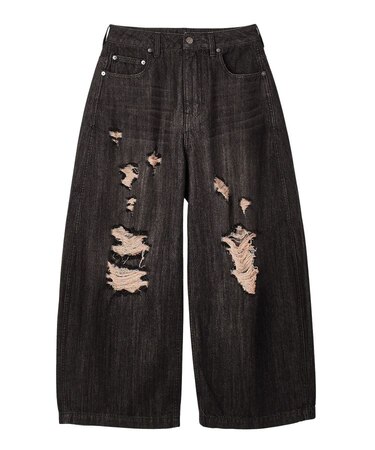 DISTRESSED BAGGY DENIM PANTS