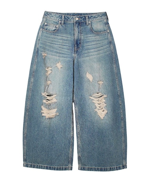DISTRESSED BAGGY DENIM PANTS
