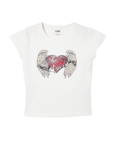 RHINESTONE HEART AND WING S/S BABY TEE