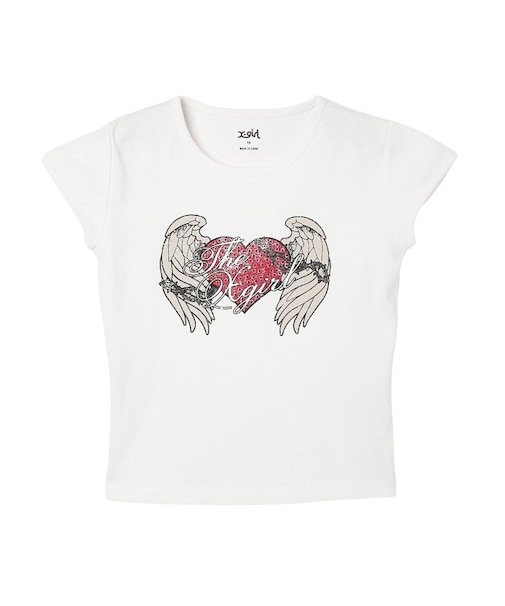 RHINESTONE HEART AND WING S/S BABY TEE