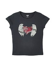 RHINESTONE HEART AND WING S/S BABY TEE