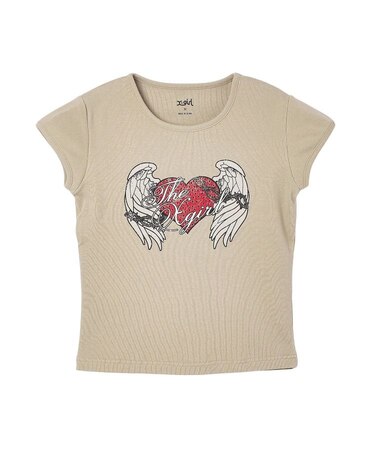 RHINESTONE HEART AND WING S/S BABY TEE