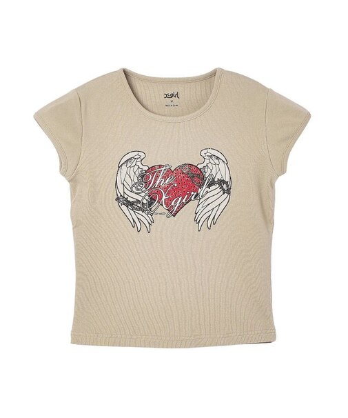 RHINESTONE HEART AND WING S/S BABY TEE