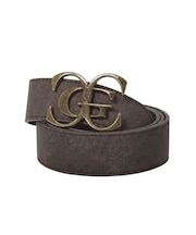 METAL XG EMBLEM BUCKLE FADED FAUX LEATHER BELT