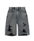 EMBLEM POCKET DISTRESSED DENIM SHORTS