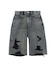 EMBLEM POCKET DISTRESSED DENIM SHORTS