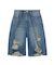 EMBLEM POCKET DISTRESSED DENIM SHORTS