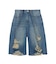 EMBLEM POCKET DISTRESSED DENIM SHORTS