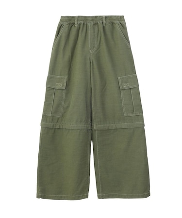 EMBLEM POCKET 2WAY WIDE LEG CARGO PANTS