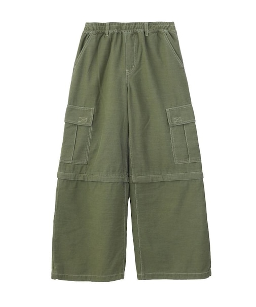 EMBLEM POCKET 2WAY WIDE LEG CARGO PANTS